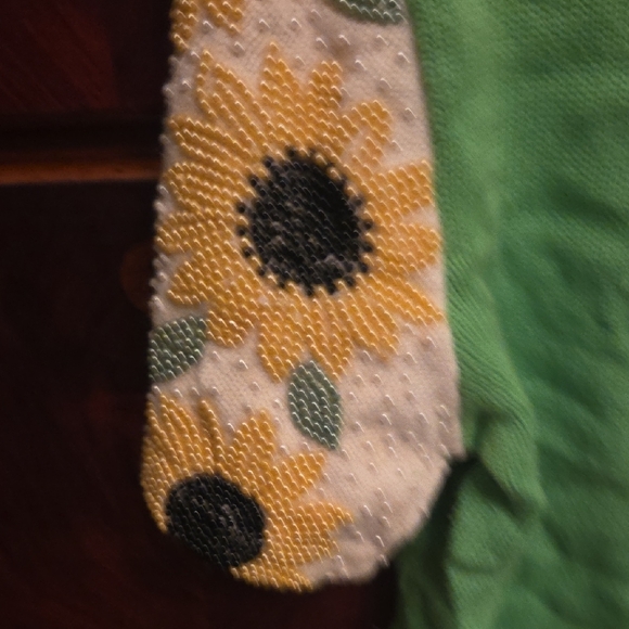 Michael Simon Woman's Small Green Sweater with Sunflower Sleeves - Picture 2 of 7